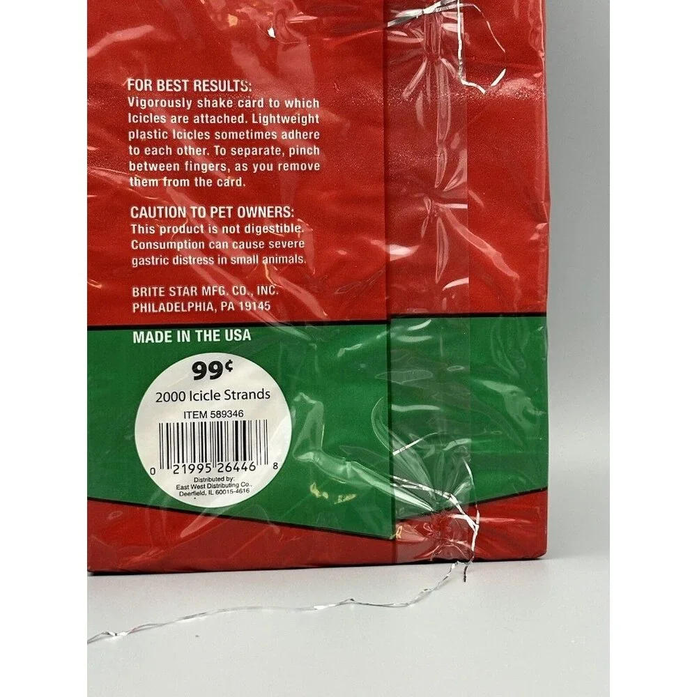 1‎ box Brite Star ICICLES 2000 strand SILVER 18 inches long NOS READ Christmas-2